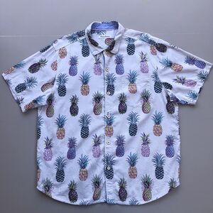 Tommy Bahama Men XL Silk Pineapple Pop Art Button Up Shirt Hawaiian Tropical